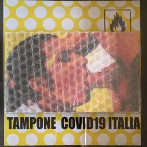 TAMPONE COVID 19 ITALIA, 2019, acrilico su cartone e pluriball, cm 24X25